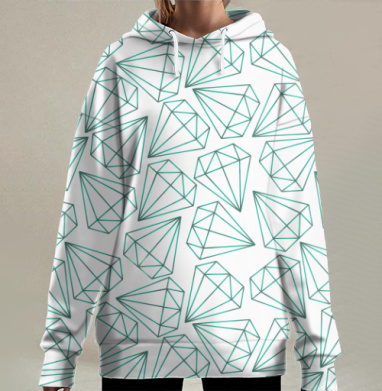 Бирюзовый цвет камня, Hoodie Long Oversize 3D