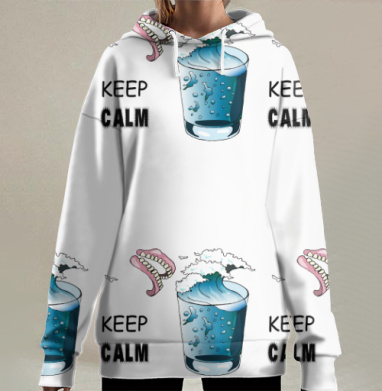 Спокойствие волна и хранящая спокойствие зубы, Hoodie Long Oversize 3D