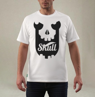 Стильный эмблема Skull с черепом – дерзкий дизайн, Футболка мужская REGULAR белая