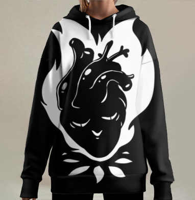 Черное Сердце, Hoodie Long Oversize 3D