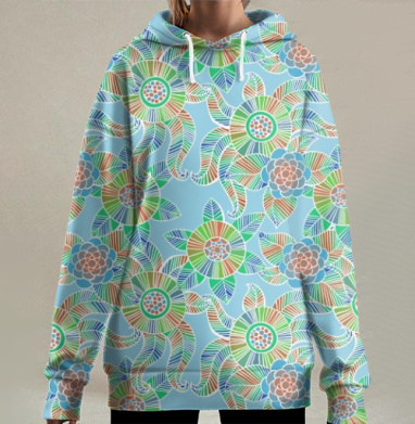 Цветочная текстура, Hoodie Long Oversize 3D