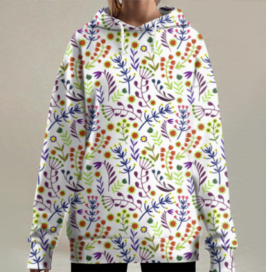 Цветочная текстура, Hoodie Long Oversize 3D
