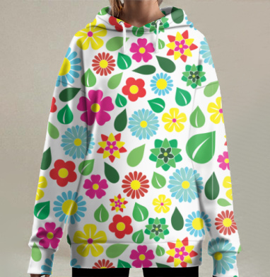 Цветочный фон, Hoodie Long Oversize 3D