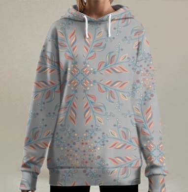 Цветочный паттерн, Hoodie Long Oversize 3D