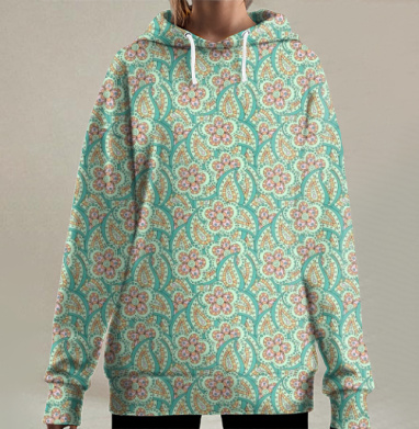 Цветы, Hoodie Long Oversize 3D