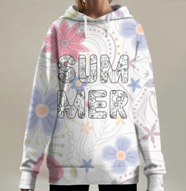 Цветущее лето, Hoodie Long Oversize 3D