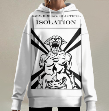 Звероподобное Существо Реет Изоляция, Hoodie Long Oversize 3D