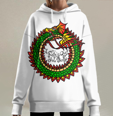 Дракон, кусающий себя за хвост, Hoodie Long Oversize 3D