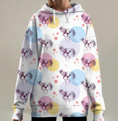 Друг человека. Паттерн, Hoodie Long Oversize 3D