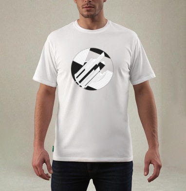 Технологическое пространство с динамичными геометрическими формами, Футболка мужская REGULAR белая