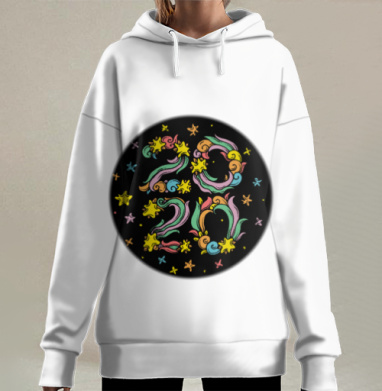 Цветные праздничные цифры 2020 года на фоне, Hoodie Long Oversize 3D