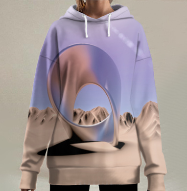 Пустынная скульптура отражение забвения на песках, Hoodie Long Oversize 3D