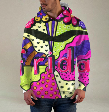 Фрида Кало в стиле поп-арт, Худи / Мужская / С карманом / 3D
