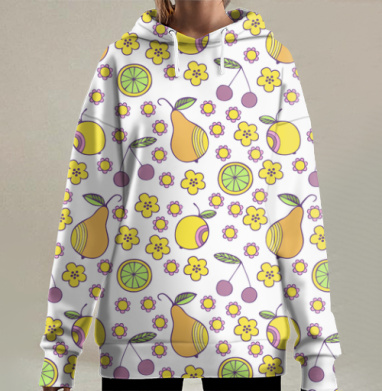 Фруктовая текстура, Hoodie Long Oversize 3D