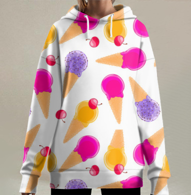 Фруктовое мороженое, Hoodie Long Oversize 3D