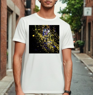 Яркая экспрессия на фоне Abstract Paint Splashes Абстрактные брызги краски, Футболка мужская Base белая