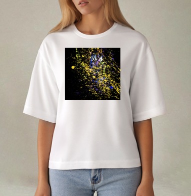Яркая экспрессия на фоне Abstract Paint Splashes Абстрактные брызги краски, Футболка женская оверсайз Mido