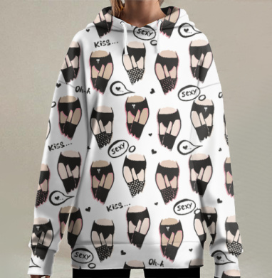 Женское, Hoodie Long Oversize 3D