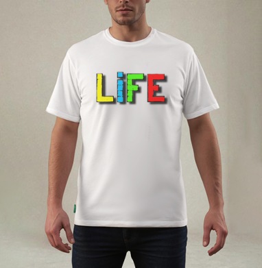 Яркое граффити LIFE — вдохновение и энергия жизни, Футболка мужская REGULAR белая