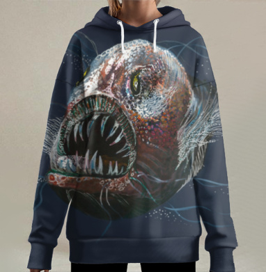 ГЛУБОКОВОДНЫЙ МОНСТР, Hoodie Long Oversize 3D