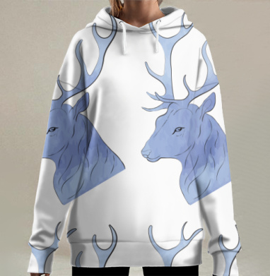 Голова оленя, Hoodie Long Oversize 3D