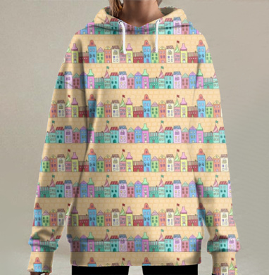 Городские улочки, Hoodie Long Oversize 3D