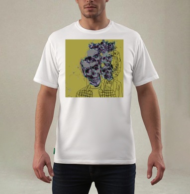 hipster skulls / Хипстерские черепа, Футболка мужская REGULAR белая