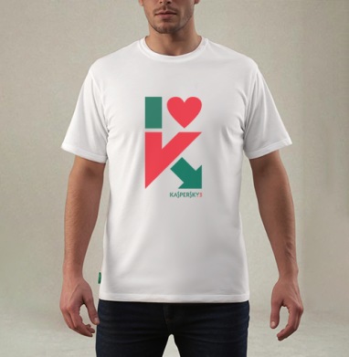 Стильный логотип I love Kaspersky с сердцем и стрелкой, Футболка мужская REGULAR белая