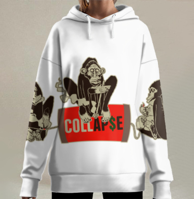 Упадок цивилизации социальный коллапс последний этап существования, Hoodie Long Oversize 3D