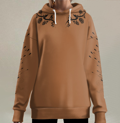 Коричневый модный, Hoodie Long Oversize 3D