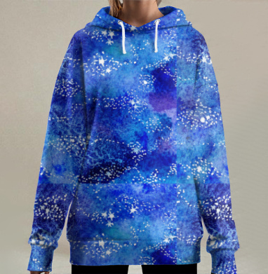 Космос в акварели, Hoodie Long Oversize 3D