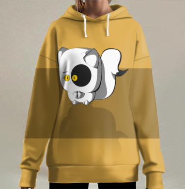 Котик по имени кисточка, Hoodie Long Oversize 3D