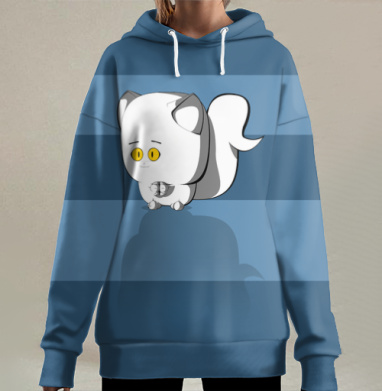 Котики  снежок  мой  друг, Hoodie Long Oversize 3D