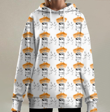 Кружка кофе, Hoodie Long Oversize 3D