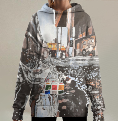 Жизнь как кубик Рубика навстречу новым вызовам, Hoodie Long Oversize 3D