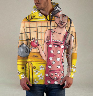 Лёгкий завтрак, Худи / Мужская / С карманом / 3D