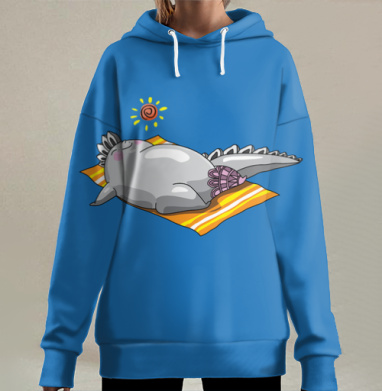Лежу я, на пляжу я., Hoodie Long Oversize 3D