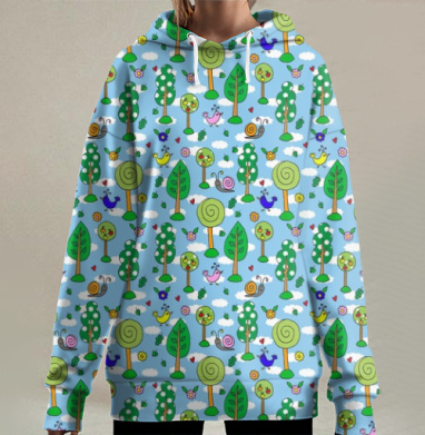 Лето в лесу, Hoodie Long Oversize 3D