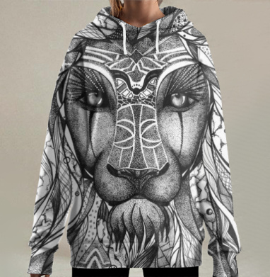 Лев. Дотворк., Hoodie Long Oversize 3D