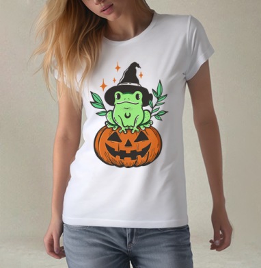 Witch Frog Pumpkin / Ведьма Лягушка Магия Хэллоуина Октябрь - Магазин футболок Geyzerrr_