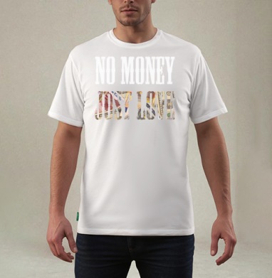 Футболка с принтом «No Money Just Love», Футболка мужская REGULAR белая