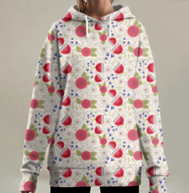 Маки и одуванчики, Hoodie Long Oversize 3D