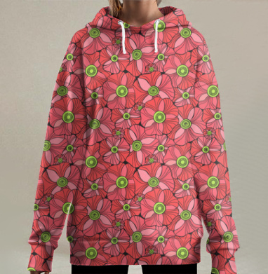 Маковая текстура, Hoodie Long Oversize 3D