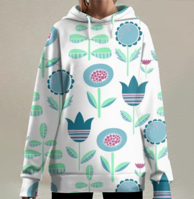 Милые цветочки, Hoodie Long Oversize 3D