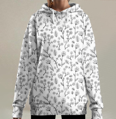 Милые цветочки, Hoodie Long Oversize 3D