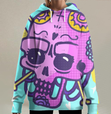 Милый череп, Hoodie Long Oversize 3D