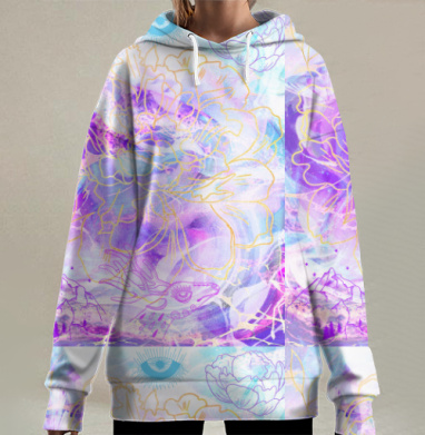 Священный цветок глаз горы для жизни, Hoodie Long Oversize 3D