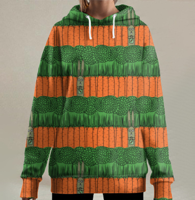 Морковка и заяц, Hoodie Long Oversize 3D