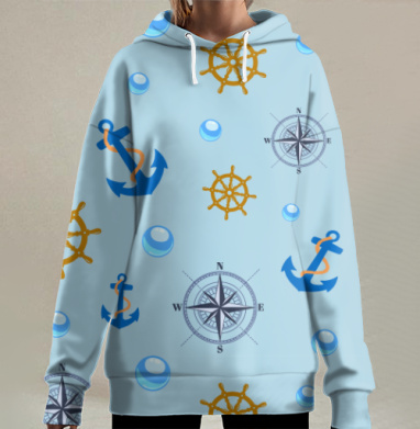 Морская тематика, Hoodie Long Oversize 3D
