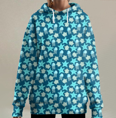 Морские обитатели, Hoodie Long Oversize 3D